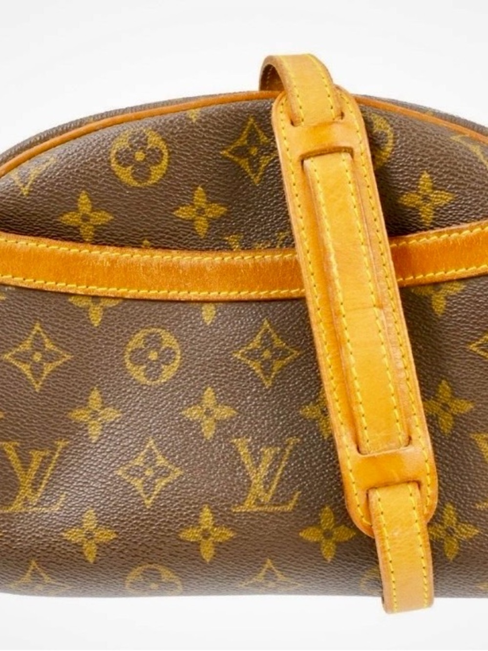 Louis Vuitton Monogram Crossbody Bag with Yellow-Tan Leather Strap